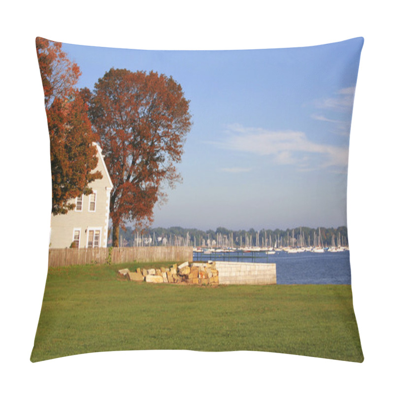 Personality  House Overlooking Harbor Pillow Covers