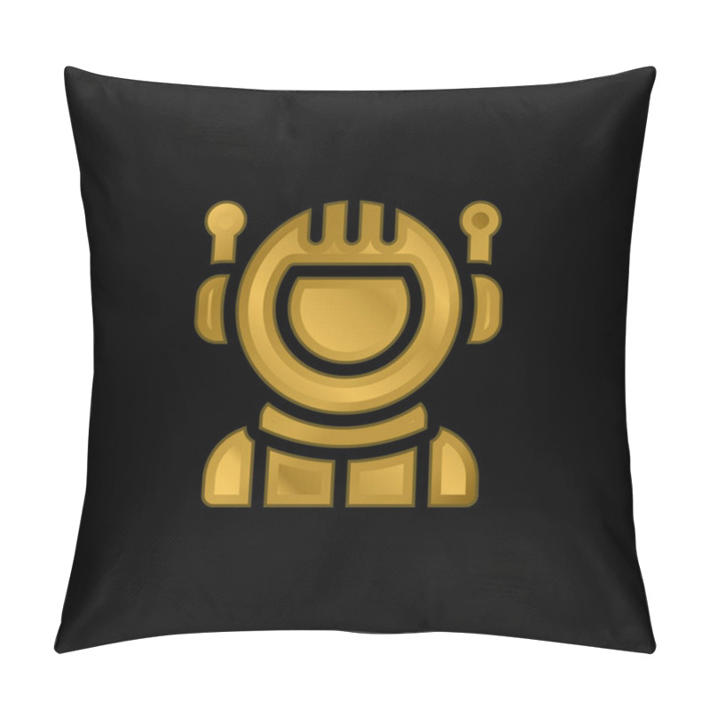 Personality  Astronaut Gold Plated Metalic Icon Or Logo Vector Pillow Covers