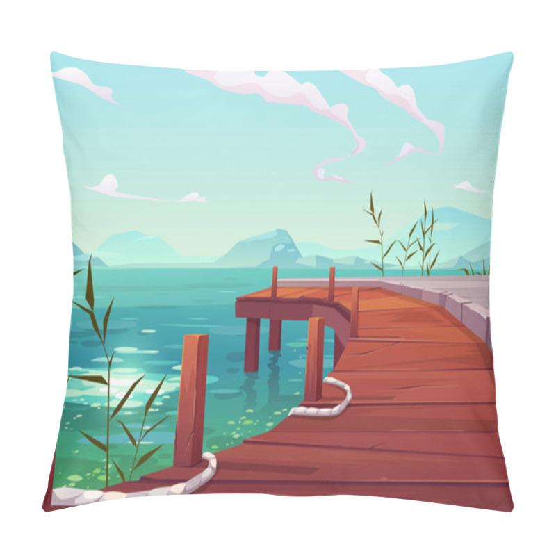 Personality  Wooden Pier With Ropes On River Natural Landscape Pillow Covers