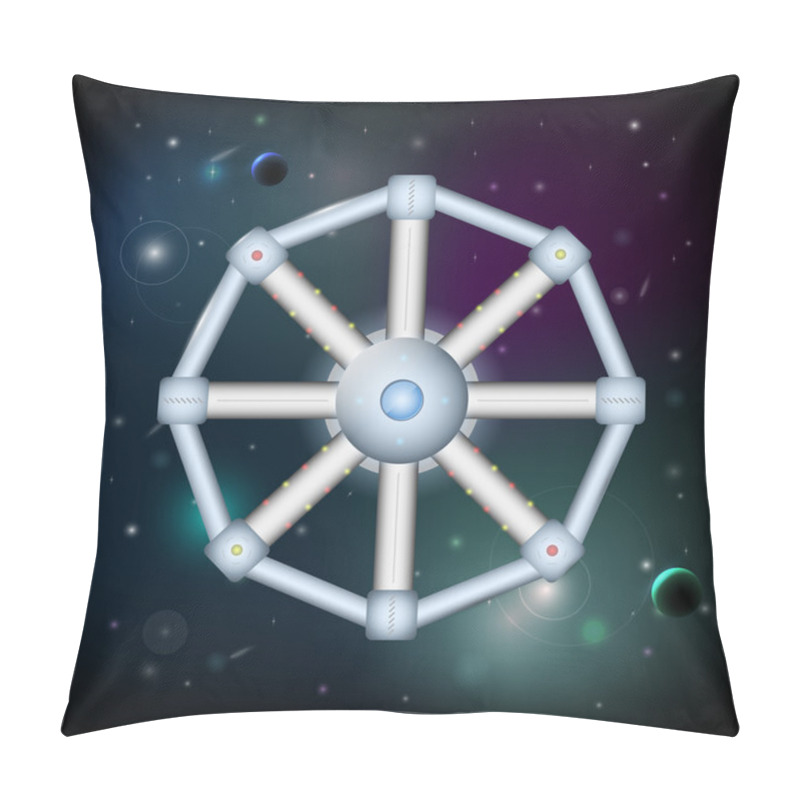 Personality  Vector Illustration Of A Space Station. Pillow Covers