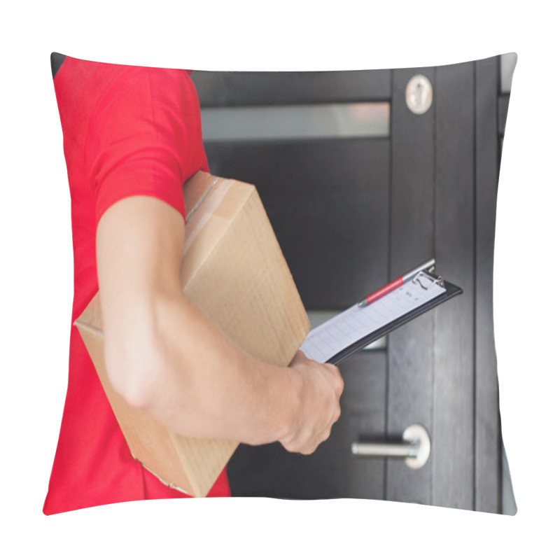 Personality  Delivery Man At Front Door Pillow Covers