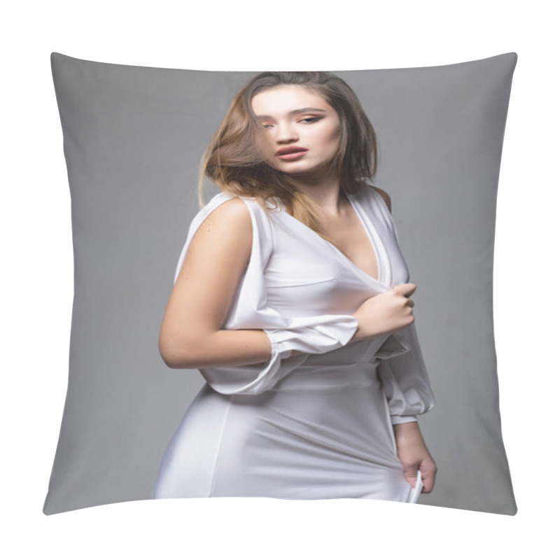 Personality  She Is Always Fashionable. Adorable Girl With Stylish Makeup And Fashionable Look. Fashionable Bride Wearing White Wedding Dress. Sexy Woman In Fashionable Style Pillow Covers