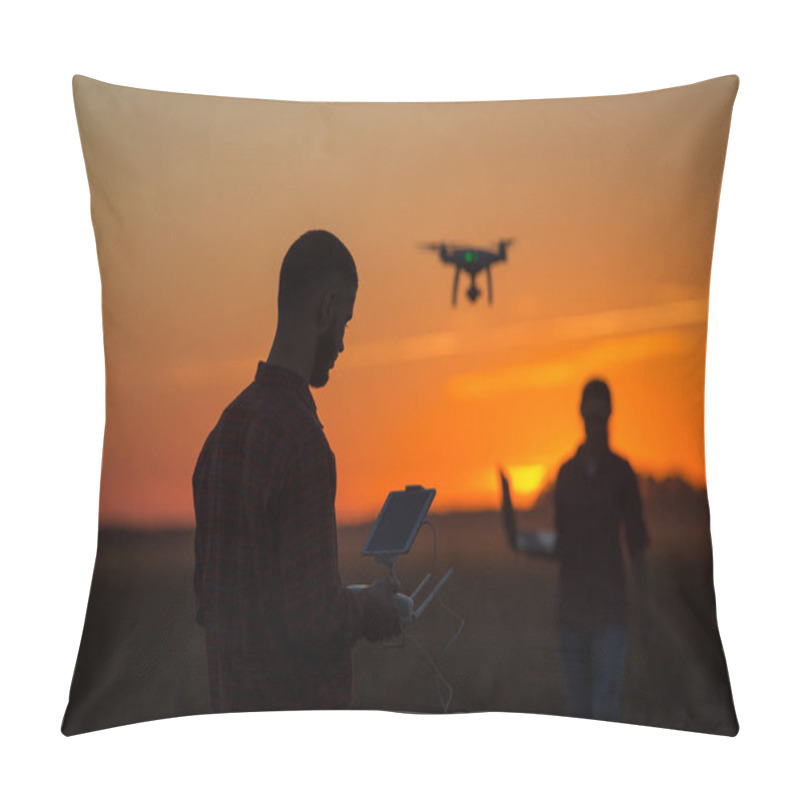 Personality  Man Navigating Drone Above Farmland Pillow Covers