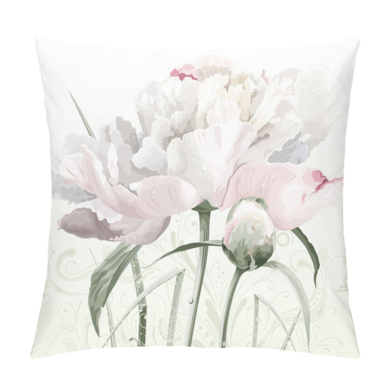 Personality  White Peony Flower And Bud Pillow Covers