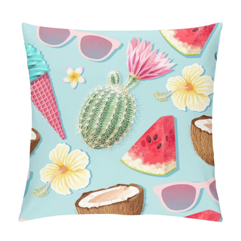 Personality  Flowers And Exotic Fruits Vector Seamless Pattern Pillow Covers