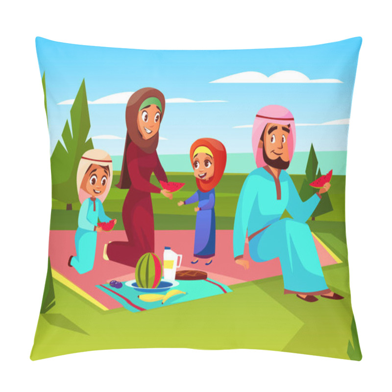 Personality  Arabian Family Outdoor Picnic Vector Illustration Pillow Covers