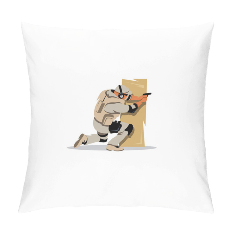 Personality  Tactical Shooting. Vector Illustration. Pillow Covers