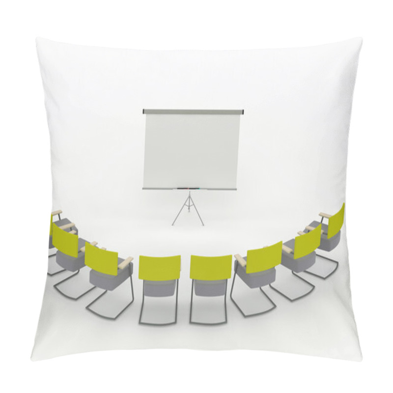 Personality  Training Room With Marker Board And Chairs. Isolated On A White Background Pillow Covers