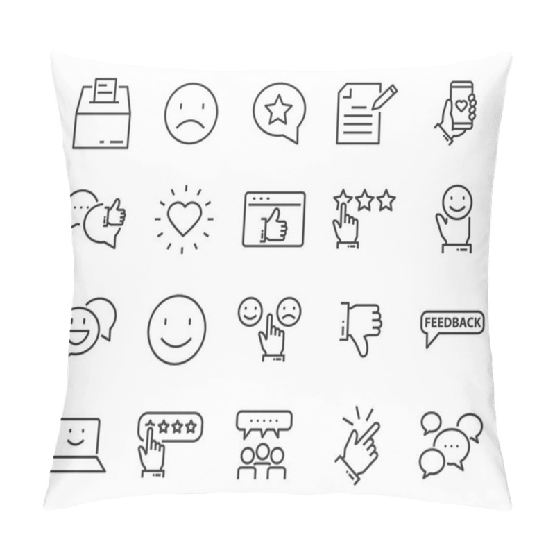 Personality  Set Of Feedback Line Icons, Such As, Question, Review, Test, App Pillow Covers