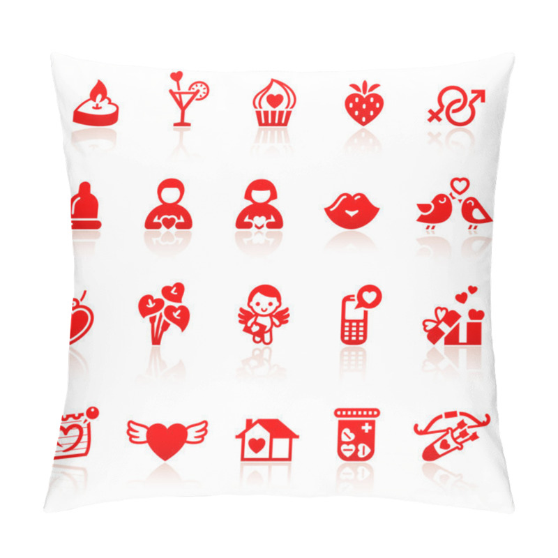 Personality  Set Valentine's Day Red Icons With Hearts Pillow Covers