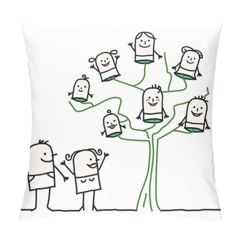 Personality  Cartoon Parents With A Lot Of Children Pillow Covers