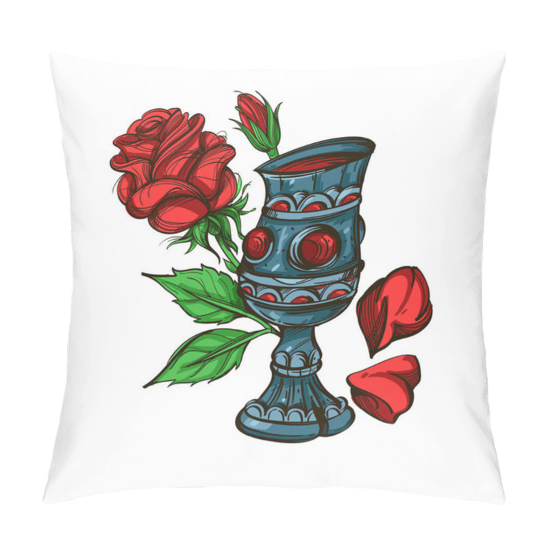 Personality  Cup With Wine And Rose. Fairy Tale Collection Of The Kingdom. Pillow Covers