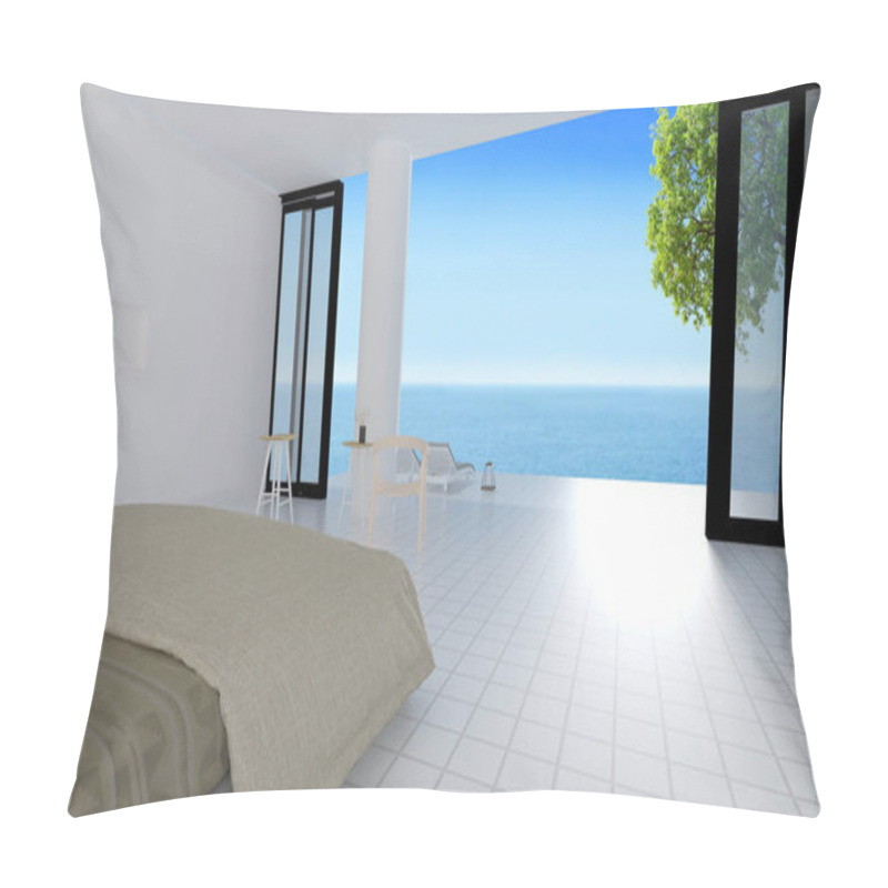 Personality  The Modern Bedroom With Sea View Interior For Vacation And Summe Pillow Covers