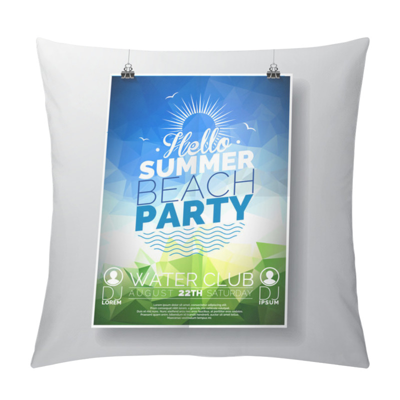 Personality  Vector Party Flyer Poster Template On Summer Beach Theme With Abstract Shiny Background. Pillow Covers