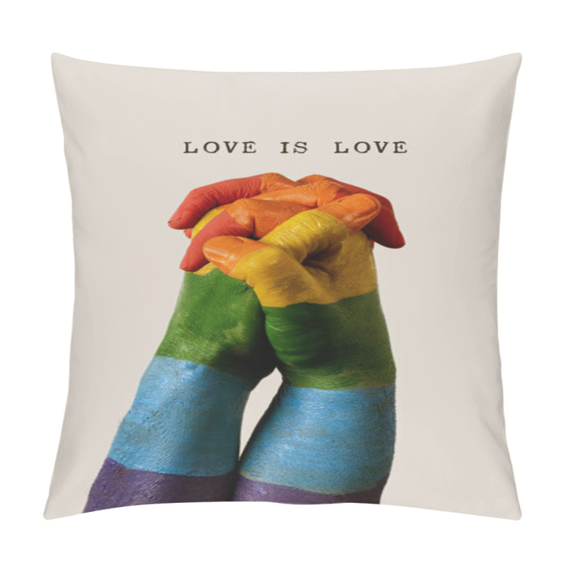 Personality  Rainbow Flag And Text Love Is Love Pillow Covers