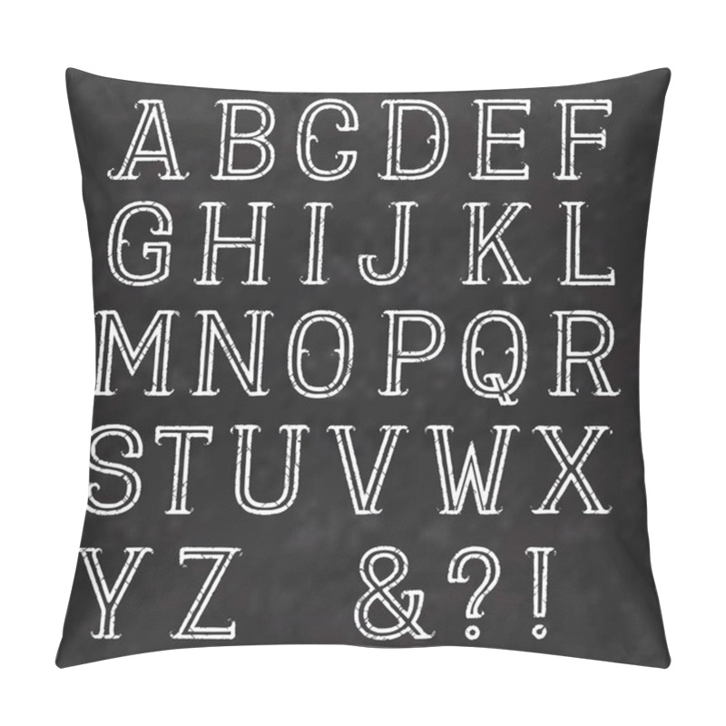 Personality  White Capital Letters Of Shabby Paint On A Black Marble Surface. Outline Font With Cracks. Type In Grunge Style. Latin Alphabet. Pillow Covers