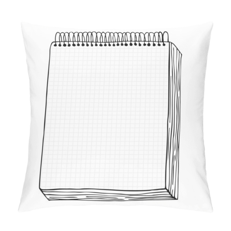 Personality  Sketch Of Notebook. Vector Illustration With Hand Drawn Leaf Of Notebook. Clip Art. Notepad With Clear Page Pillow Covers