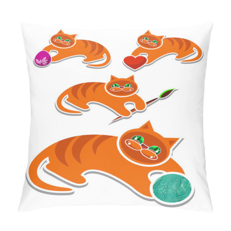 Personality  Complete Set Of Cheerful Red Kittens Pillow Covers