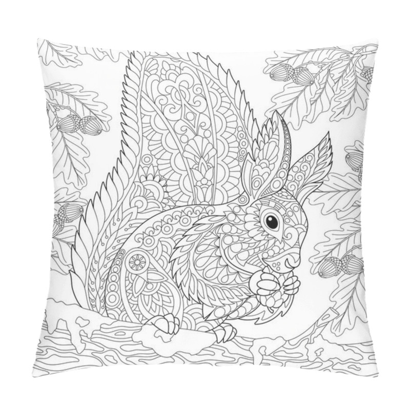 Personality  Zentangle Stylized Squirrel Pillow Covers