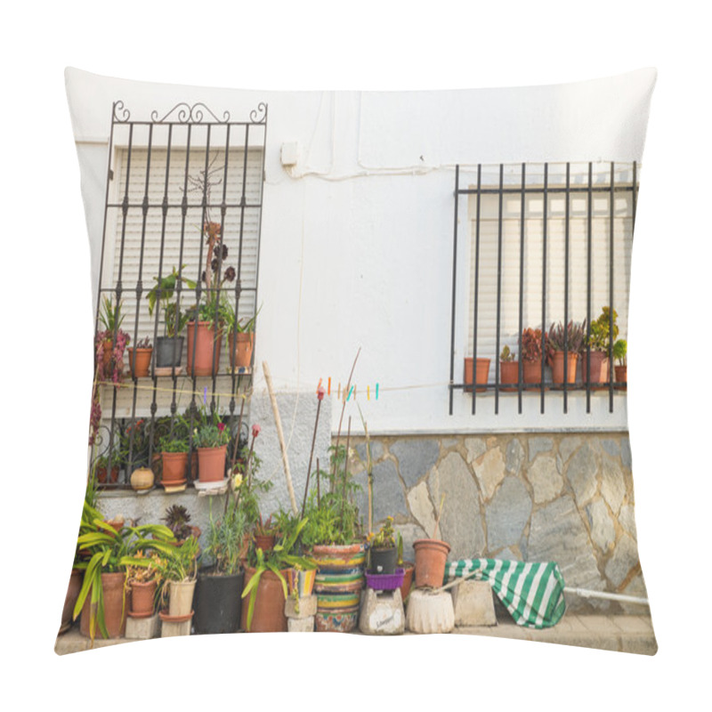 Personality  Facade With Many Flower Pots Pillow Covers