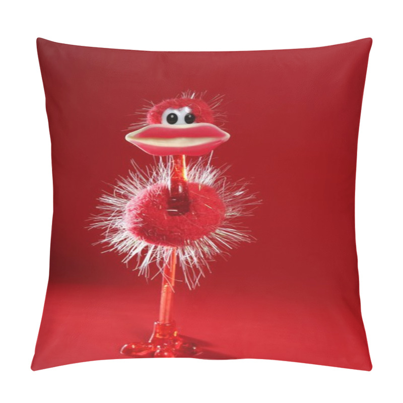 Personality  Funny Red Ostrich Toy With Candy Hot Lips Pillow Covers