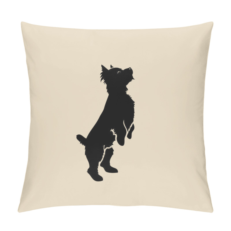 Personality  Yorkshire Terrier Outlined Illustration On Beige Background Pillow Covers