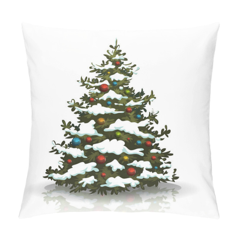 Personality  Christmas Pine Tree With Snow And Balls Pillow Covers