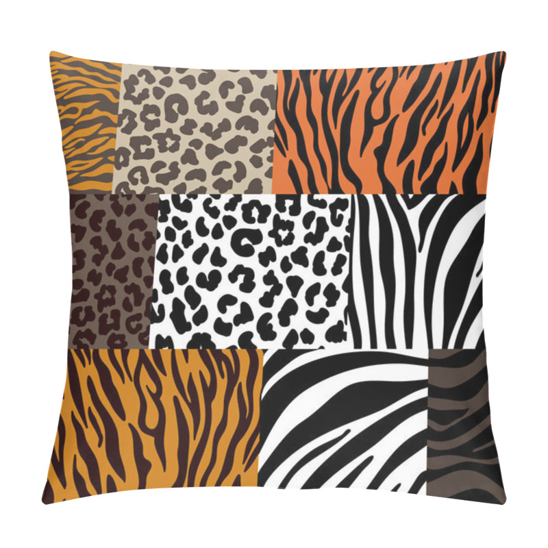 Personality  Set Of Animal Prints. Collage With Patches. Pillow Covers