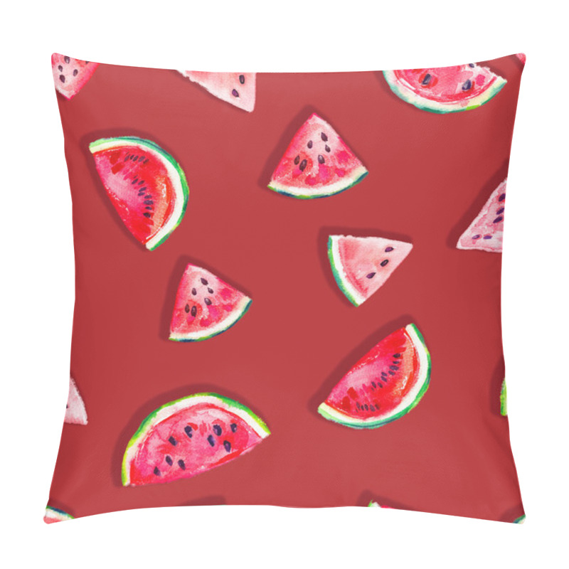 Personality  Seamless Fresh Juicy Ripe Watermelon Slices Pattern Pillow Covers