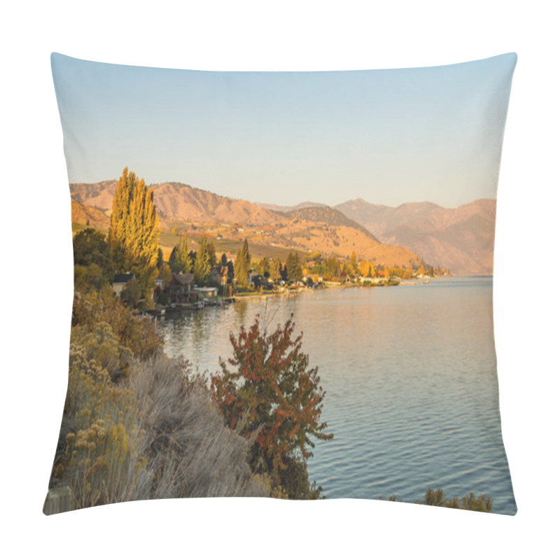 Personality  Sunrise Views Of The Shores Of Chelan Lake, Washington, USA. Pillow Covers