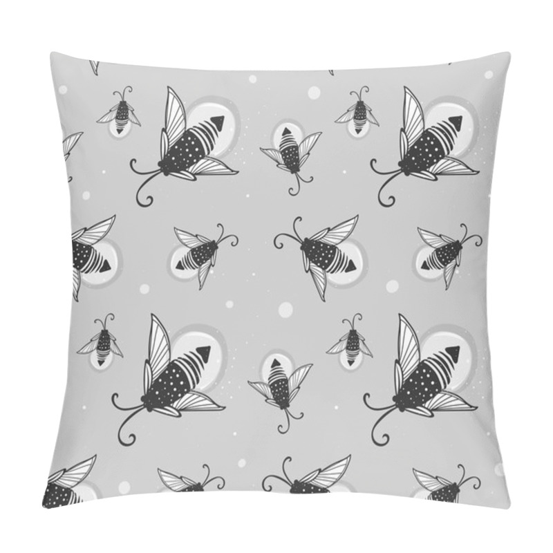 Personality  Hand-drawn Seamless Cartoon Fireflies Bugs Design. Pillow Covers