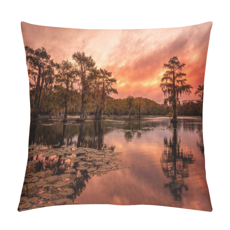 Personality  The Beauty Of The Caddo Lake With Trees And Their Reflections At Sunrise Pillow Covers