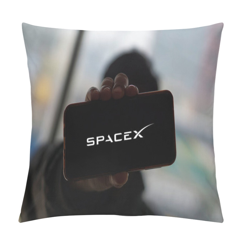 Personality  SpaceX Logo On Smartphone Screen. SpaceX Is An American Aerospace Manufacturer And Space Transportation Company. Space Exploration Technologies Corp-Dhaka,Bangladesh 11 Nov 2024. Pillow Covers