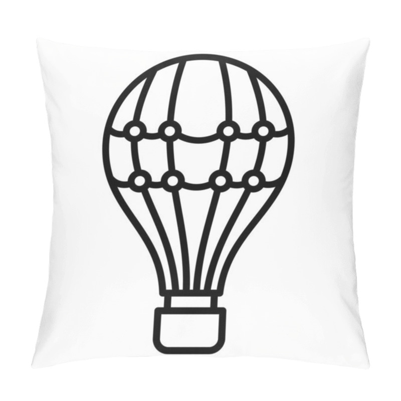 Personality  Hot Air Balloon Icon, Simple Black And White Vector Illustration Pillow Covers