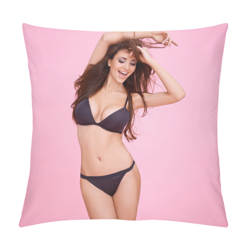 Personality  Sexy Woman In A Black Bikini Pillow Covers