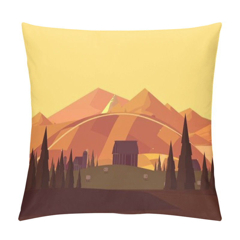 Personality  Sunset Evening Farmland Cartoon Landscape Pillow Covers