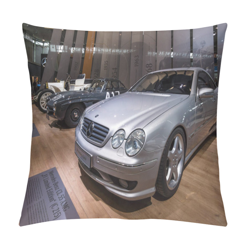 Personality  Mercedes-Benz CL 55 AMG (foreground), Mercedes-Benz 300SL (center) And Mercedes Simplex 40PS (background). Pillow Covers