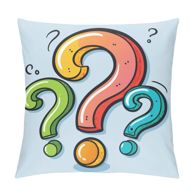 Personality  Cartoon Question Marks. Vector Illustration. Pillow Covers