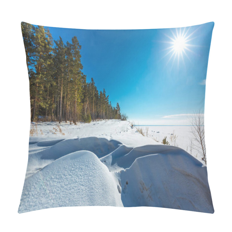 Personality  Snow-covered Coast Of The Ob River In The Winter Sun. Novosibirsk Region, Siberia, Russia Pillow Covers