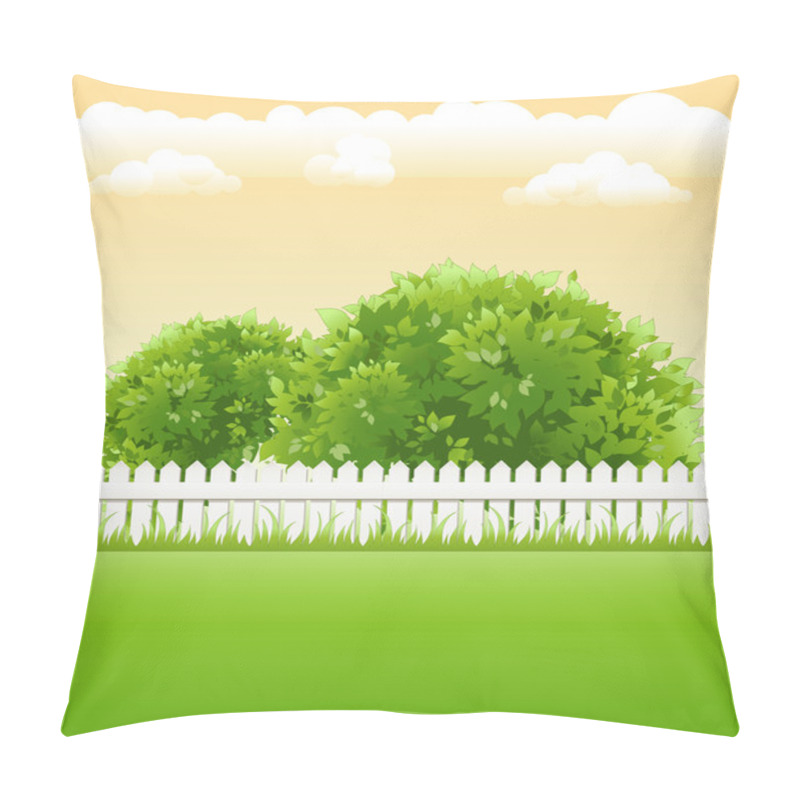 Personality  Summer Garden With Tree, Flower And Light Railing Pillow Covers