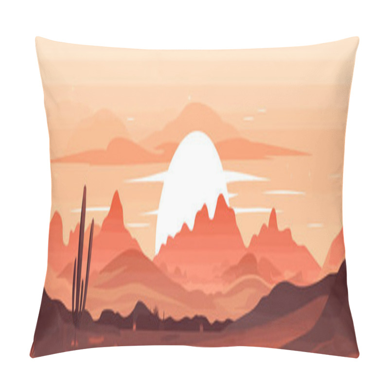 Personality  Sunrise Desert Vector Flat Minimalistic Isolated Illustration Pillow Covers