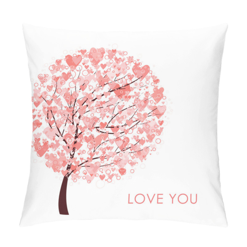 Personality  Tree With Pink Heart On White Background Pillow Covers