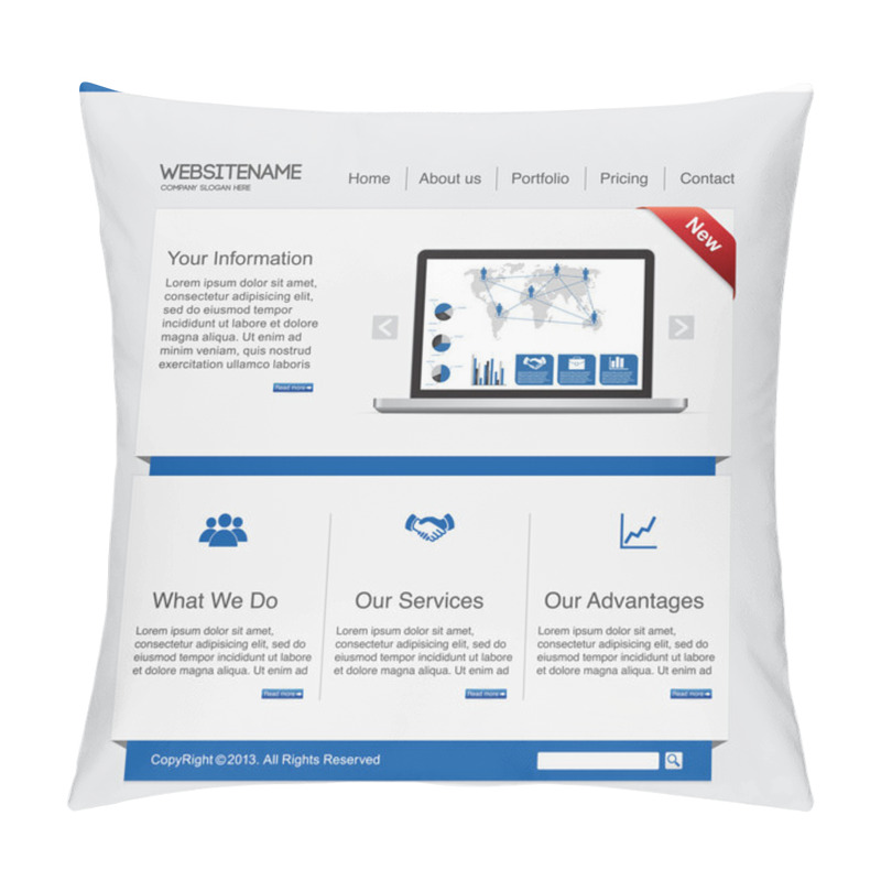 Personality  Blue Business Website Template Pillow Covers