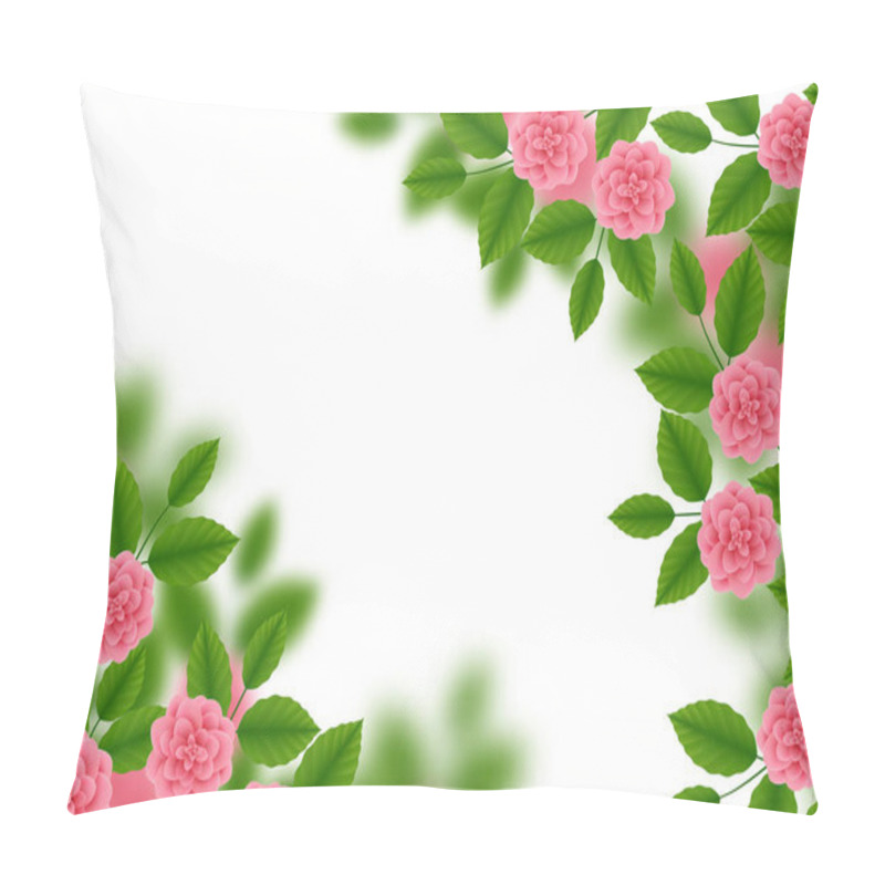 Personality  Floral Pattern With Of Blooming Pink Roses On White Blurred Bokeh Background. Wildflowers And Peonies Bouquet. Vector Illustration Pillow Covers