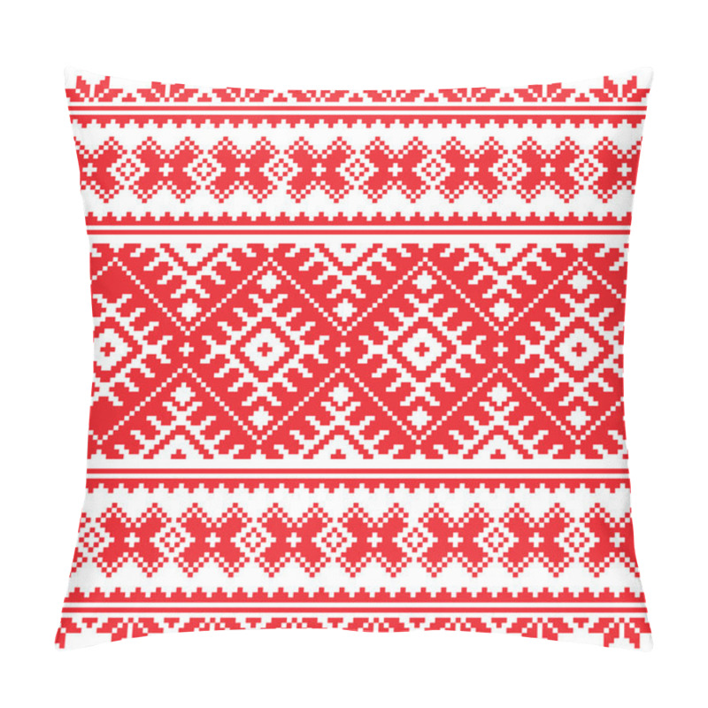 Personality  Seamless Ukrainian Folk Red Embroidery Pattern Pillow Covers