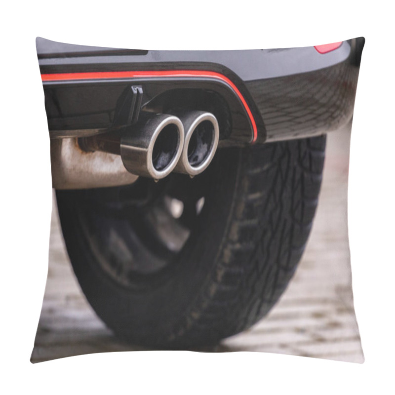 Personality  Exhaust Muffler Of A New Modern Car Pillow Covers