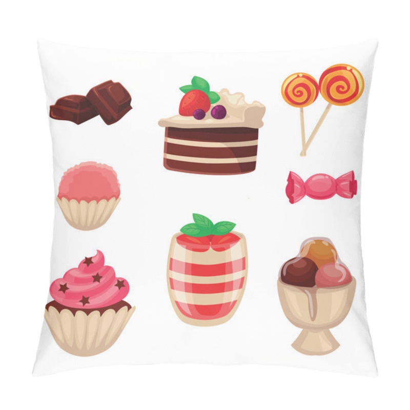 Personality  Set Of Sweets, Cakes, Cupcakes, Candy, Chocolate And Ice Cream Pillow Covers