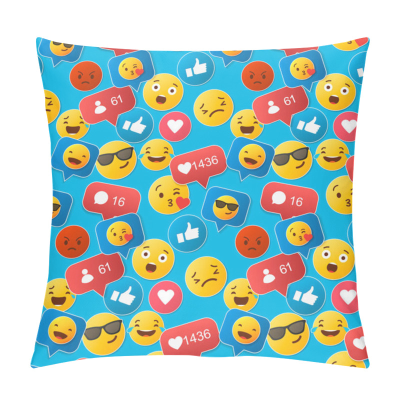 Personality  Emoji Seamless Pattern On A White Background. Illustration Pillow Covers