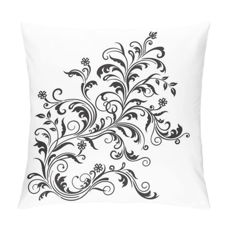 Personality  Black Floral Ornament Isolated Pillow Covers