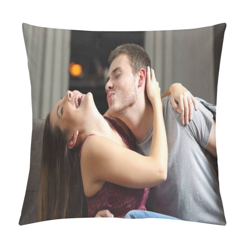 Personality  Happy Couple Joking Before Sex Pillow Covers